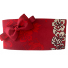 Vintage Red Hawaiian Motif Cummerbund and Bow Tie Set